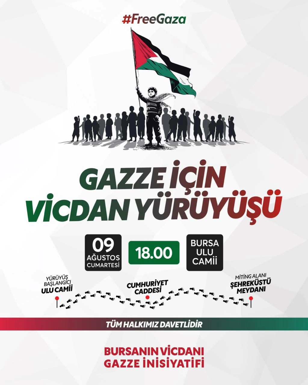 BURSA’DAN GAZZE İÇİN VİCDAN YÜRÜYÜŞÜ