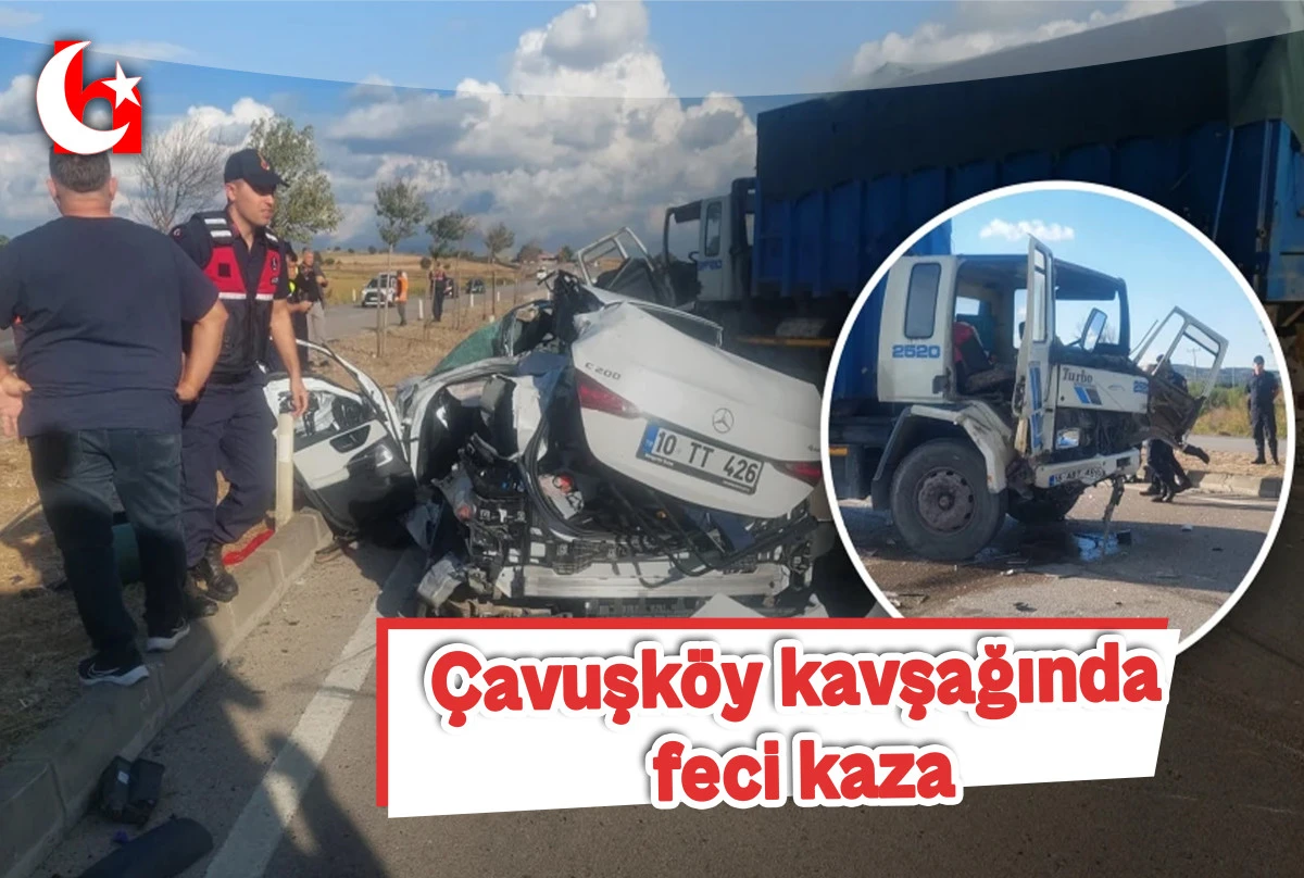 &Ccedil;avuşk&ouml;y kavşağında feci kaza