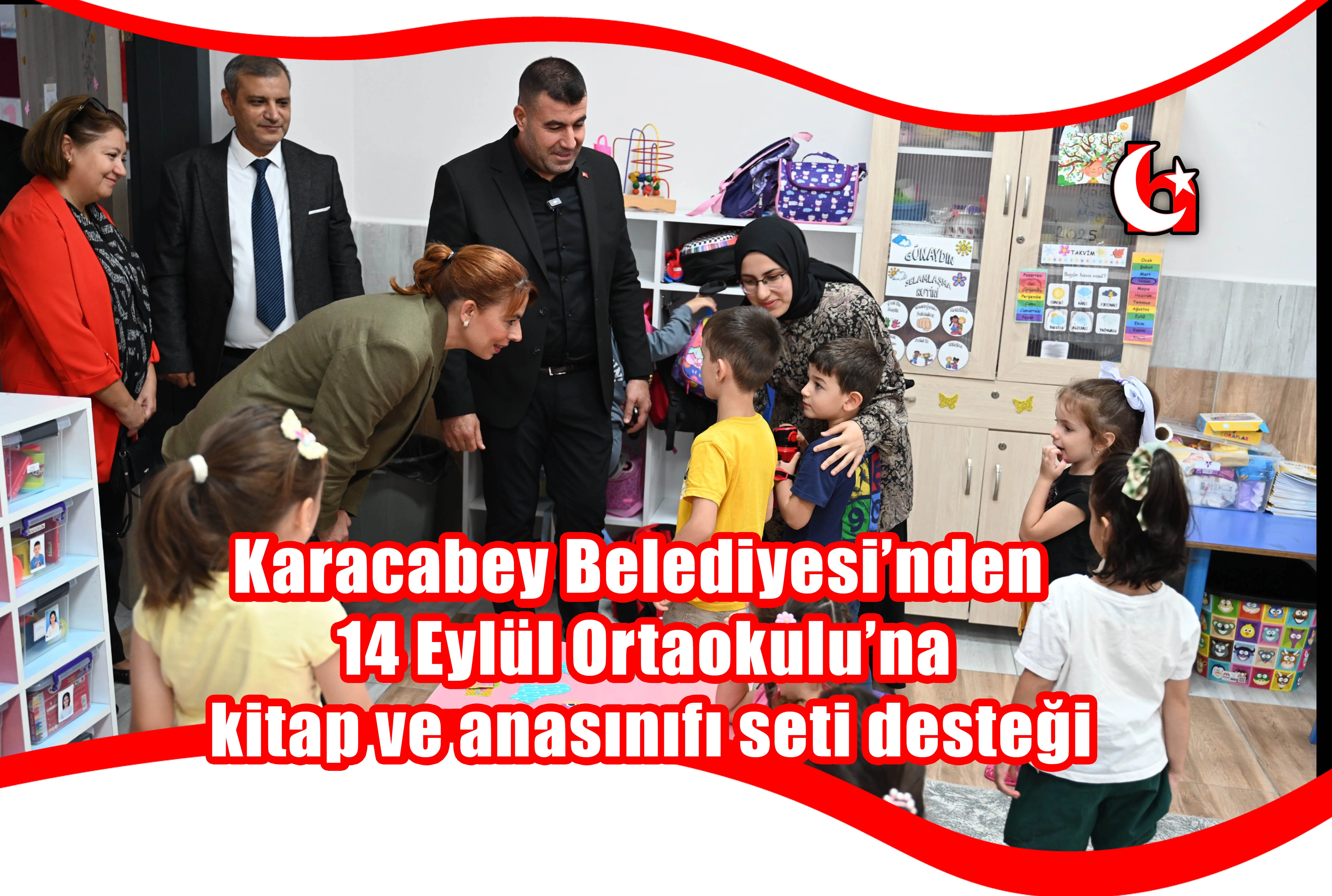 Karacabey Belediyesi’nden 14 Eylül Ortaokulu’na  kitap ve anasınıfı seti desteği