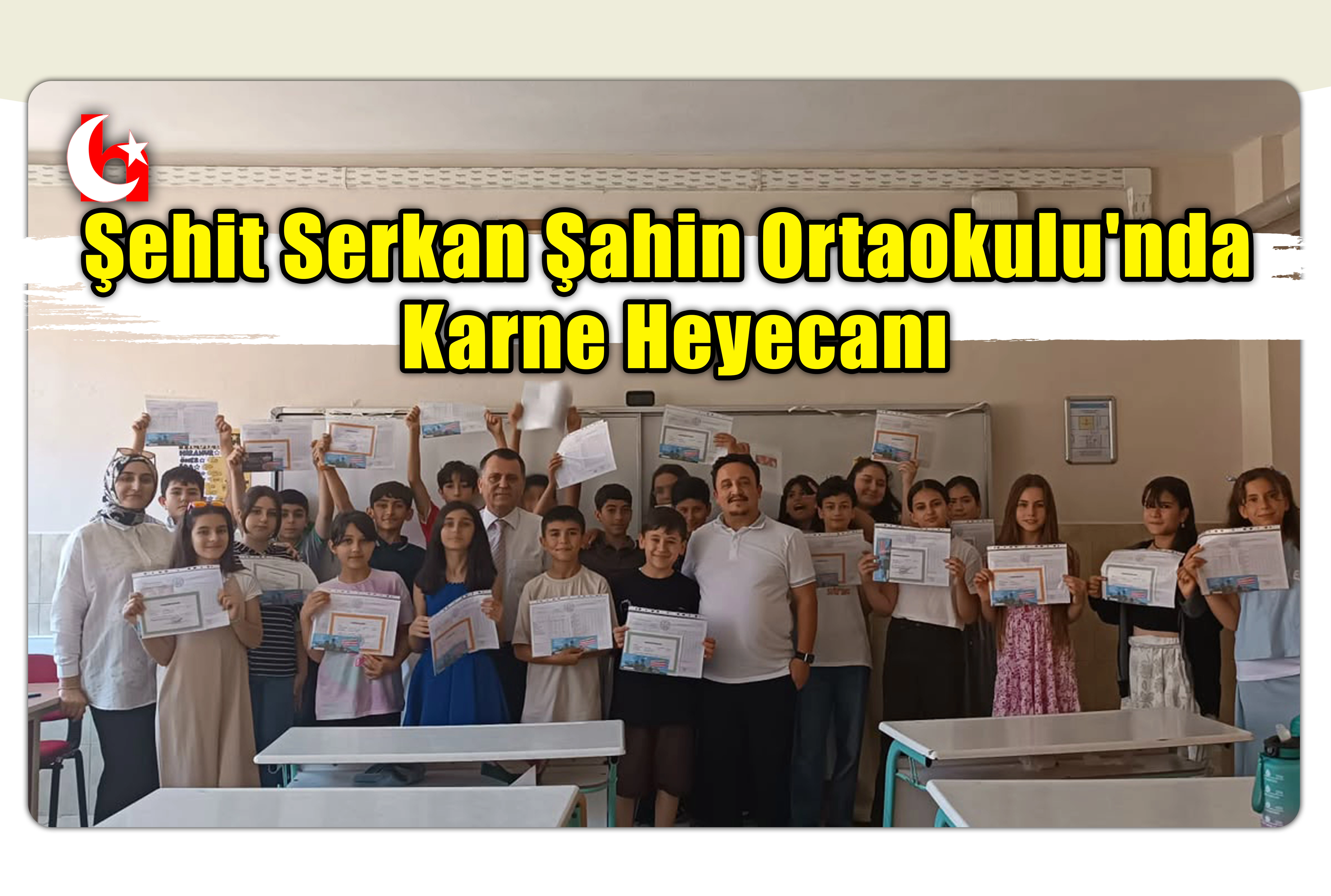 Şehit Serkan Şahin Ortaokulu'nda Karne Heyecanı
